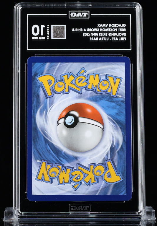 TAG 10 : GLACEON VMAX : 2021 POKÉMON SWORD & SHIELD : #041/203 : EVOLVING SKIES : FULL ART - ULTRA RARE
