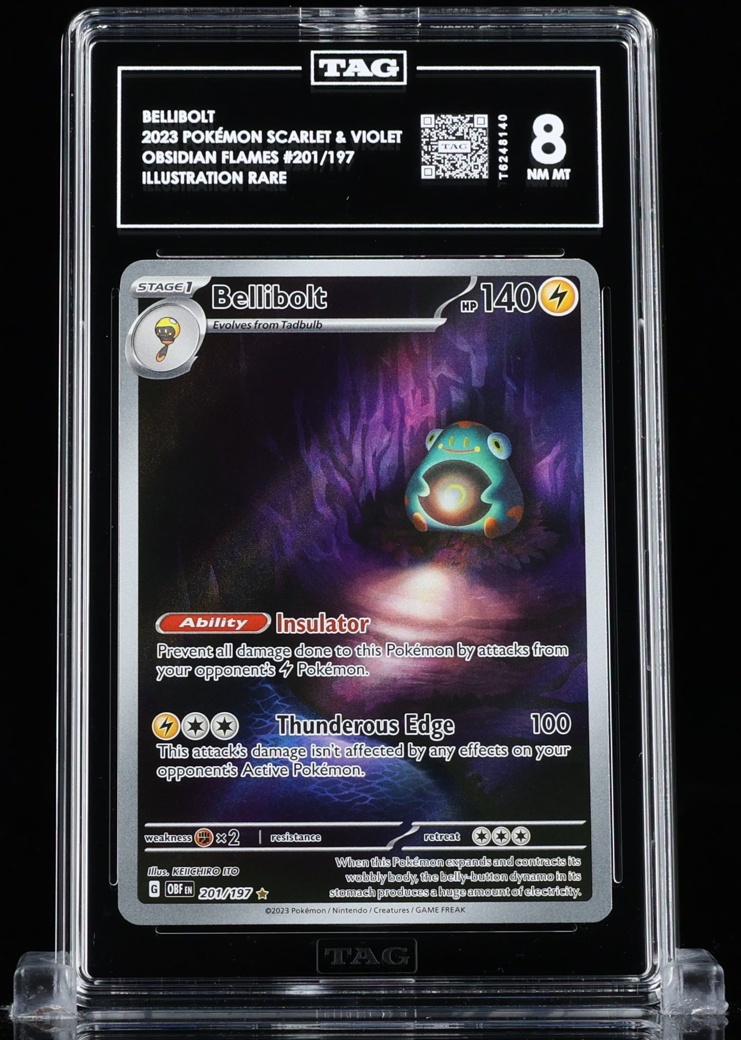 TAG 8 : BELLIBOLT : 2023 POKÉMON SCARLET & VIOLET : #201/197 : OBSIDIAN FLAMES : ILLUSTRATION RARE