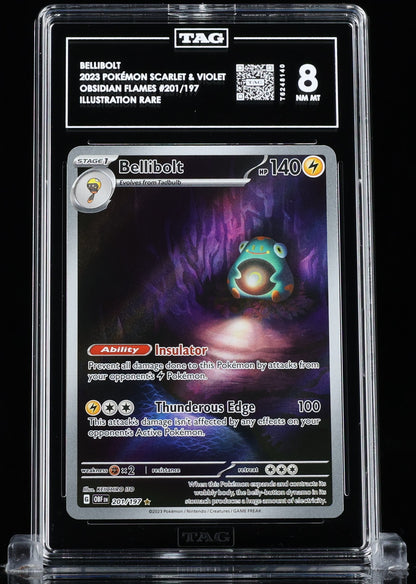 TAG 8 : BELLIBOLT : 2023 POKÉMON SCARLET & VIOLET : #201/197 : OBSIDIAN FLAMES : ILLUSTRATION RARE