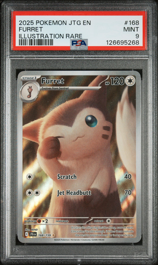 PSA 9 : 2025 POKEMON JTG EN-JOURNEY TOGETHER #168 FURRET ILLUSTRATION RARE