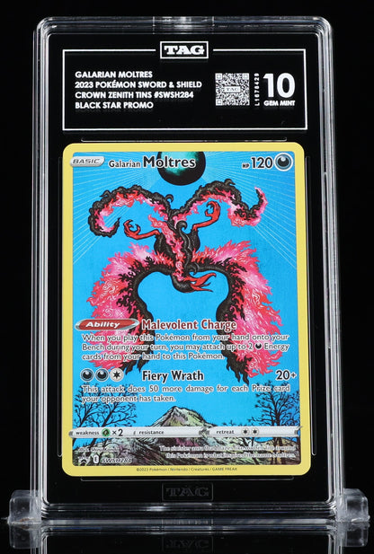 TAG 10 : GALARIAN MOLTRES : 2023 POKÉMON SWORD & SHIELD BLACK STAR PROMOS : #SWSH284 : CROWN ZENITH TINS : FULL ART