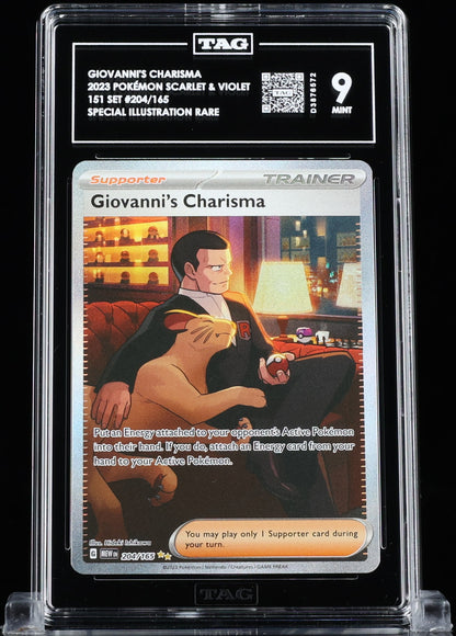 TAG 9 : GIOVANNI'S CHARISMA : 2023 POKÉMON SCARLET & VIOLET : #204/165 : 151 : SPECIAL ILLUSTRATION RARE