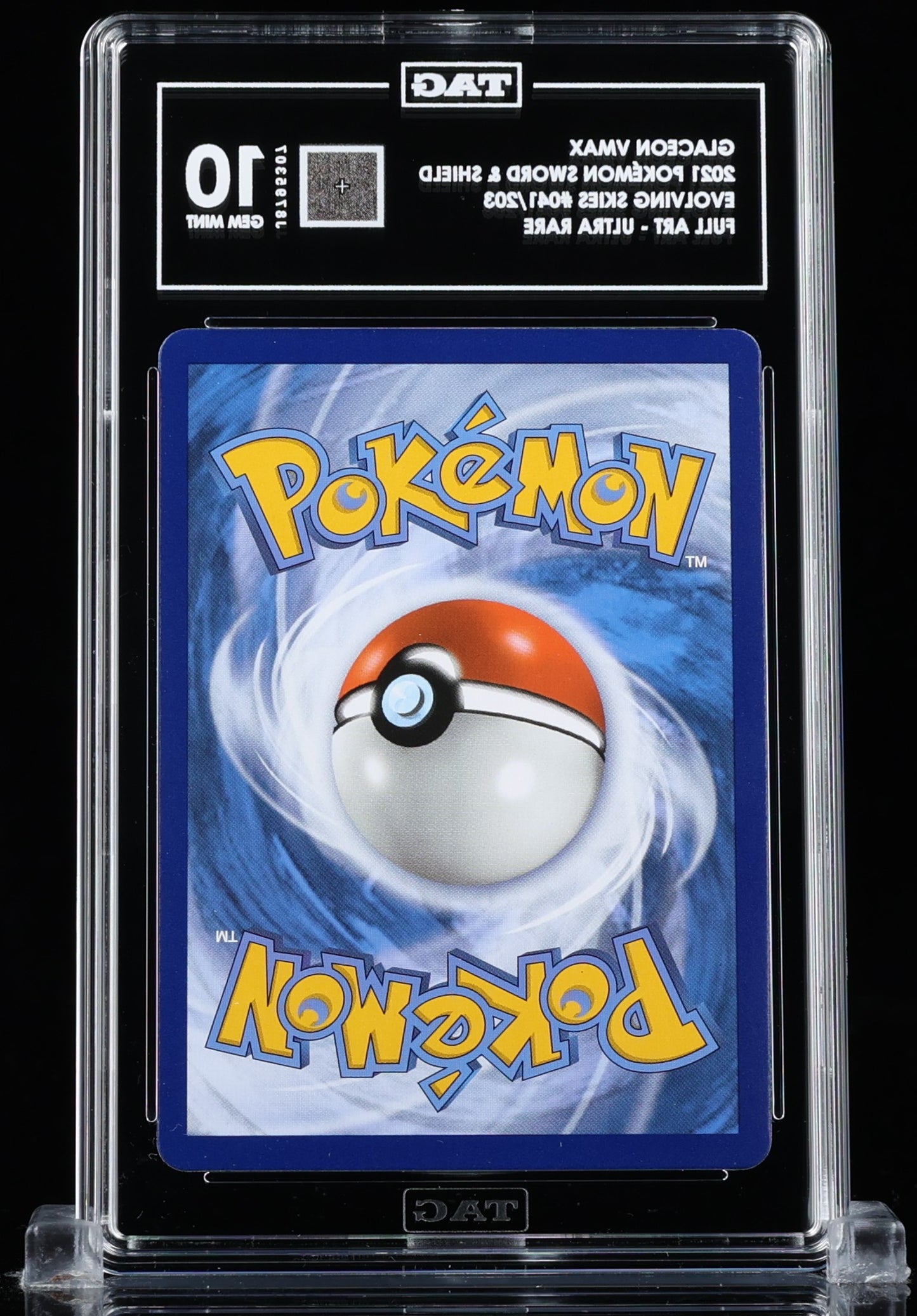 TAG 10 : GLACEON VMAX : 2021 POKÉMON SWORD & SHIELD : #041/203 : EVOLVING SKIES : FULL ART - ULTRA RARE