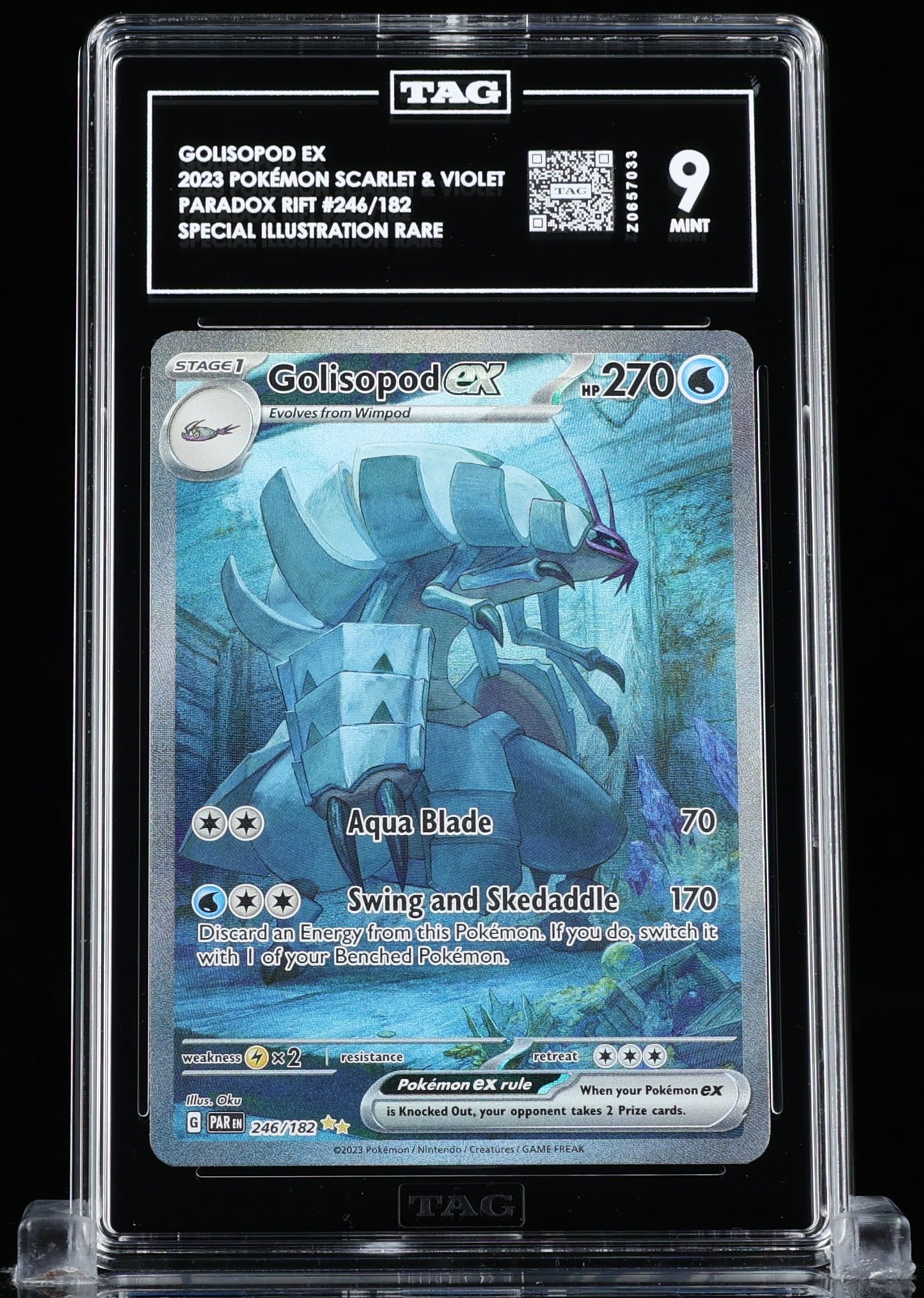 TAG 9 : GOLISOPOD EX : 2023 POKÉMON SCARLET & VIOLET : #246/182 : PARADOX RIFT : SPECIAL ILLUSTRATION RARE