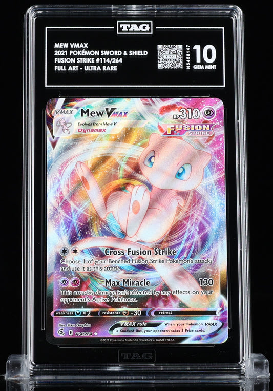 TAG 10 : MEW VMAX : 2021 POKÉMON SWORD & SHIELD : #114/264 : FUSION STRIKE : FULL ART - ULTRA RARE