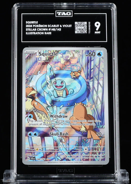 TAG 9 : SQUIRTLE : 2024 POKÉMON SCARLET & VIOLET : #148/142 : STELLAR CROWN : ILLUSTRATION RARE